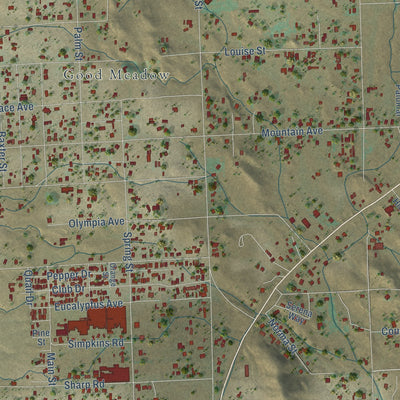 Close-up of the map of Good Hope, California print showing street and building detail
