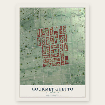 Gourmet Ghetto, California map print, the full design