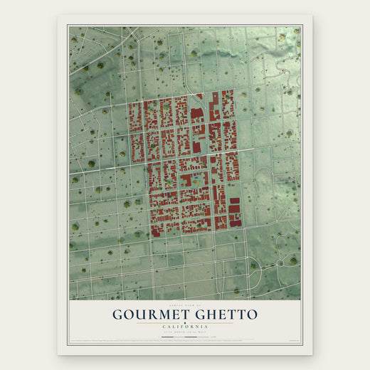 Gourmet Ghetto, California map print, the full design