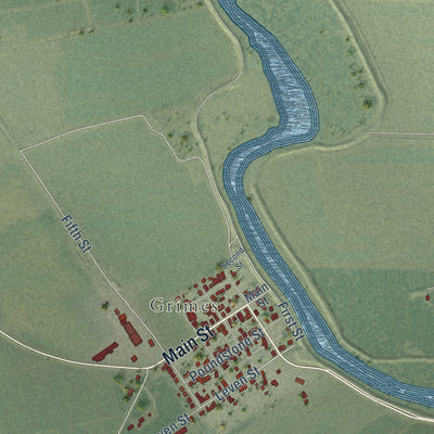 Close-up of the map of Grand Island, California print showing street and building detail