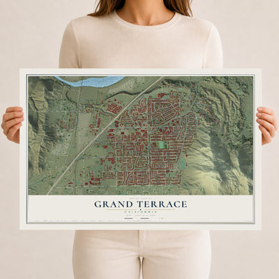 Map of Grand Terrace, California, 12 x 18 inch unframed archival matte print