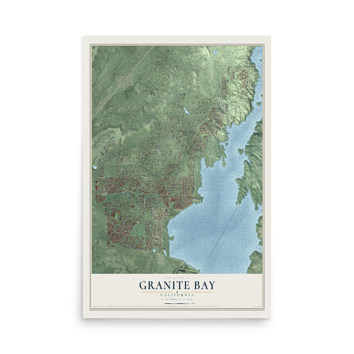 Map of Granite Bay, California, 12 x 18 inch unframed archival matte print