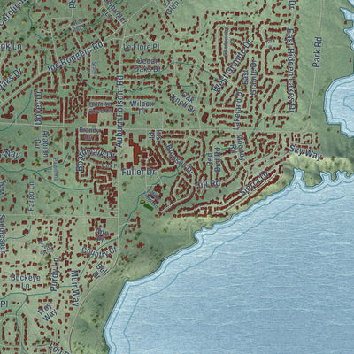 Close-up of the map of Granite Bay, California print showing street and building detail