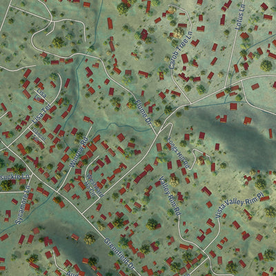 Close-up of the map of Granite Hills, California print showing street and building detail