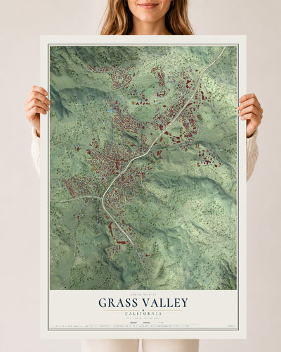 Map of Grass Valley, California, 24 x 36 inch unframed archival matte print