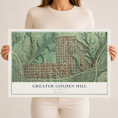 Map of Greater Golden Hill, California, 12 x 18 inch unframed archival matte print