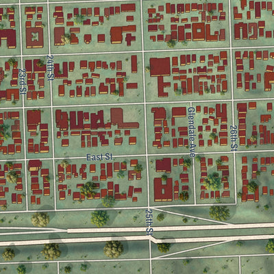 Close-up of the map of Greater Golden Hill, California print showing street and building detail