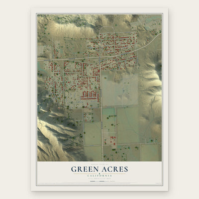 Green Acres, California map print, the full design