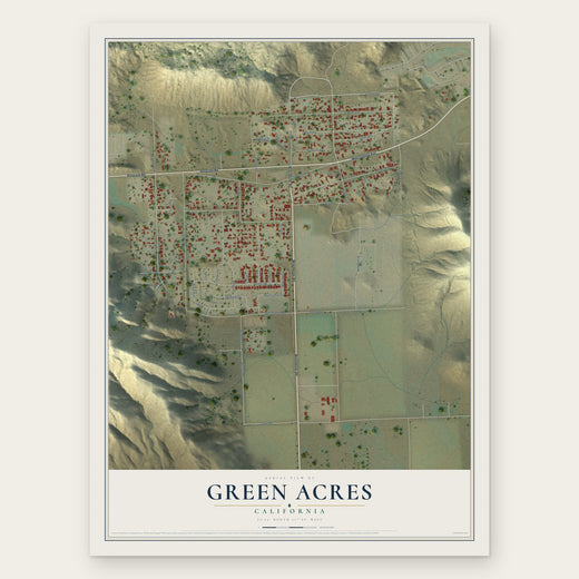 Green Acres, California map print, the full design