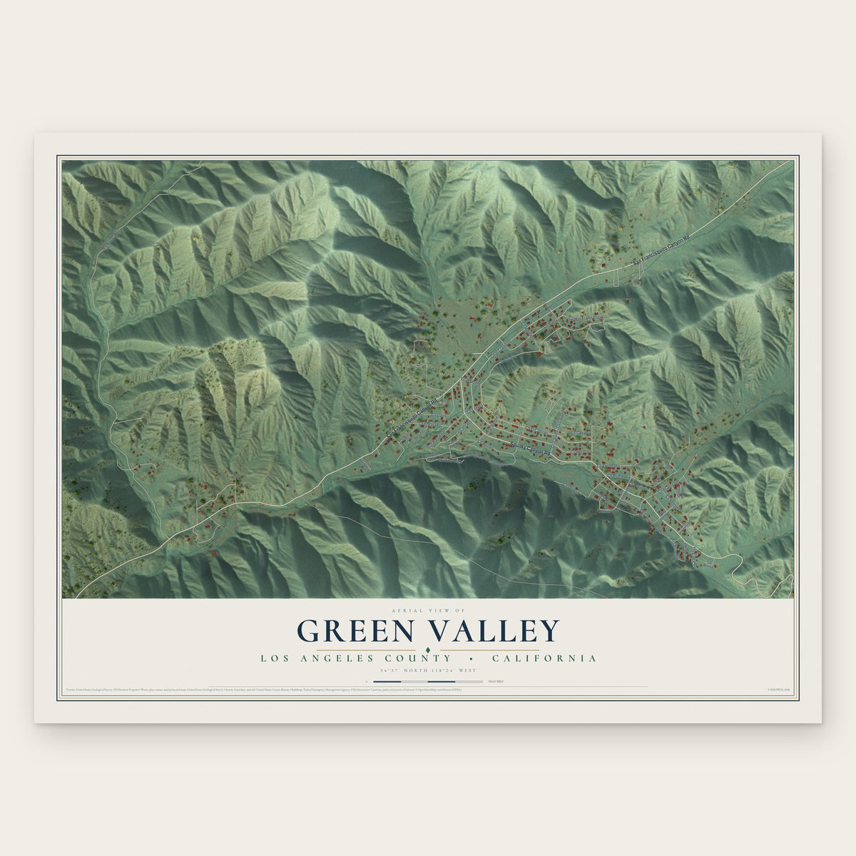 Green Valley, California map print, the full design