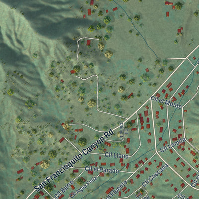 Close-up of the map of Green Valley, California print showing street and building detail