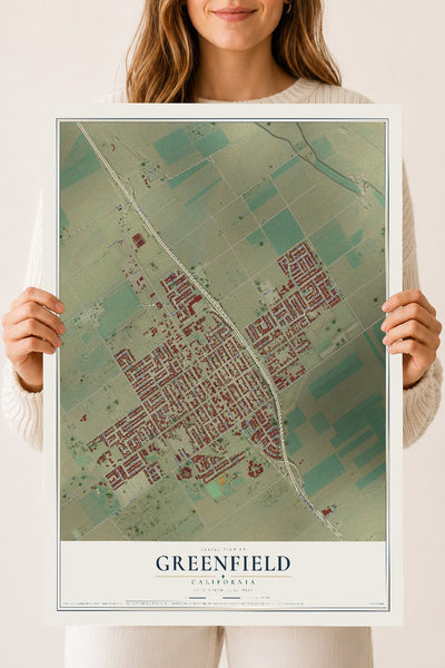 Map of Greenfield, California, 18 x 24 inch unframed archival matte print