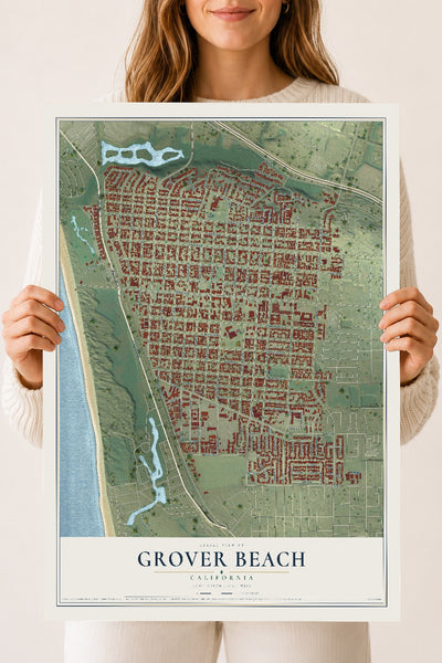 Map of Grover Beach, California, 18 x 24 inch unframed archival matte print