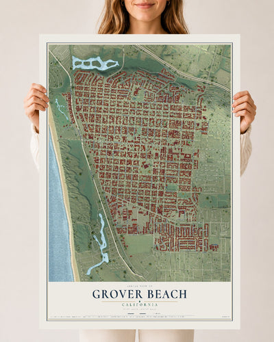 Map of Grover Beach, California, 24 x 36 inch unframed archival matte print