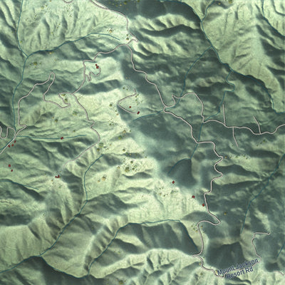 Close-up of the map of Guerneville, California print showing street and building detail