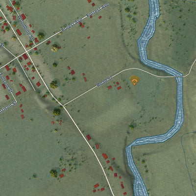 Close-up of the map of Guinda, California print showing street and building detail
