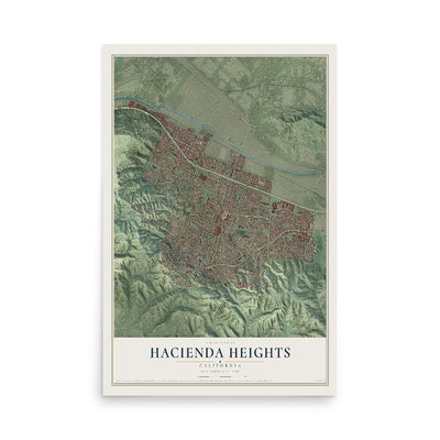 Map of Hacienda Heights, California, 12 x 18 inch unframed archival matte print