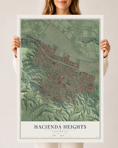 Map of Hacienda Heights, California, 24 x 36 inch unframed archival matte print