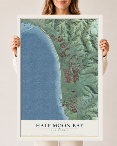 Map of Half Moon Bay, California, 24 x 36 inch unframed archival matte print