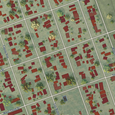 Close-up of the map of Hamilton City, California print showing street and building detail