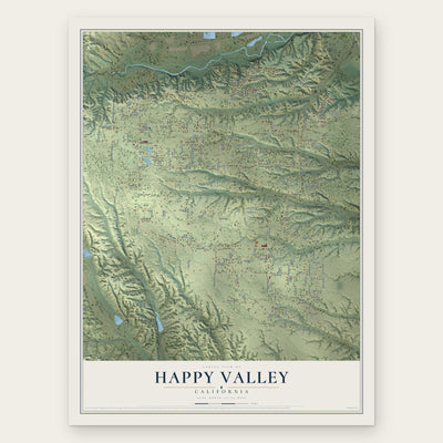 Happy Valley, California map print, the full design