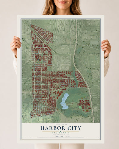 Map of Harbor City, California, 24 x 36 inch unframed archival matte print