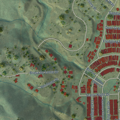 Close-up of the map of Harmony Grove, California print showing street and building detail