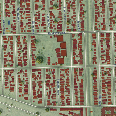 Second close-up of the map of Hawaiian Gardens, California print showing more streets and buildings