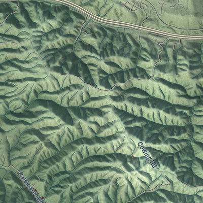 Second close-up of the map of Hayward, California print showing more streets and buildings