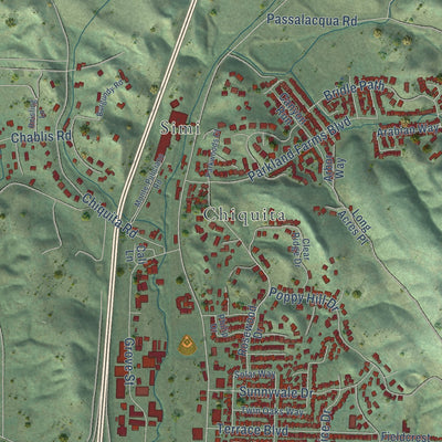Second close-up of the map of Healdsburg, California print showing more streets and buildings