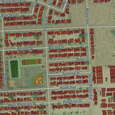 Second close-up of the map of Heber, California print showing more streets and buildings