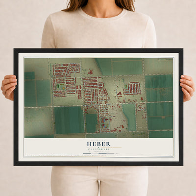 Map of Heber, California, 12 x 18 inch print in a black wood frame