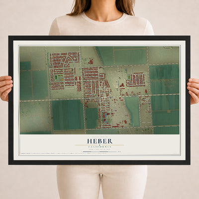 Map of Heber, California, 18 x 24 inch print in a black wood frame