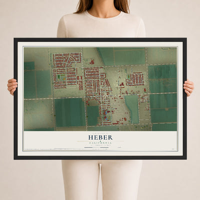Map of Heber, California, 24 x 36 inch print in a black wood frame