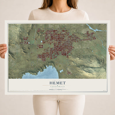 Map of Hemet, California, 18 x 24 inch unframed archival matte print