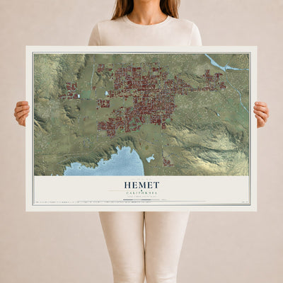 Map of Hemet, California, 24 x 36 inch unframed archival matte print