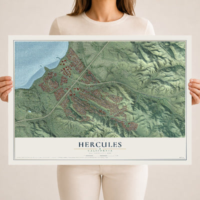 Map of Hercules, California, 18 x 24 inch unframed archival matte print