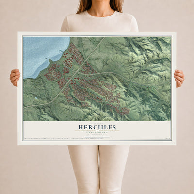 Map of Hercules, California, 24 x 36 inch unframed archival matte print
