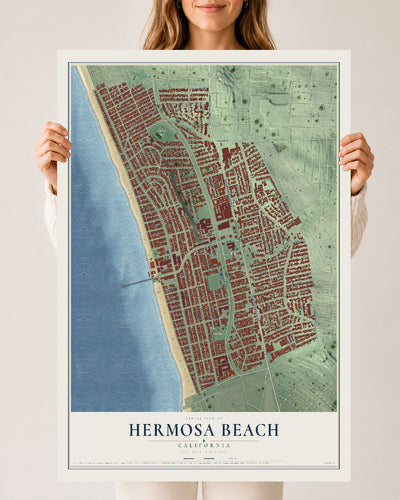 Map of Hermosa Beach, California, 24 x 36 inch unframed archival matte print