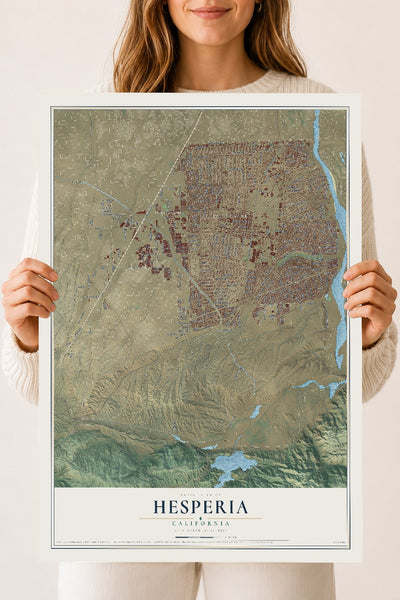 Map of Hesperia, California, 18 x 24 inch unframed archival matte print
