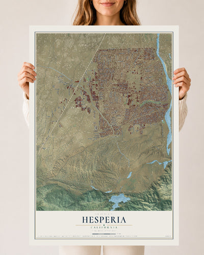 Map of Hesperia, California, 24 x 36 inch unframed archival matte print
