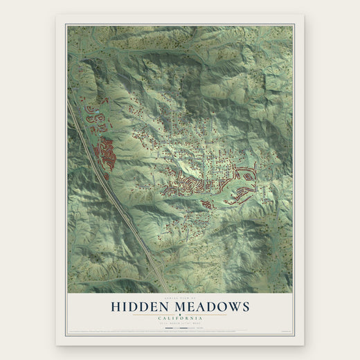 Hidden Meadows, California map print, the full design