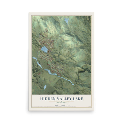 Map of Hidden Valley Lake, California, 12 x 18 inch unframed archival matte print