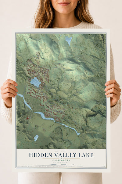 Map of Hidden Valley Lake, California, 18 x 24 inch unframed archival matte print