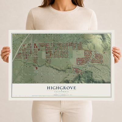 Map of Highgrove, California, 12 x 18 inch unframed archival matte print