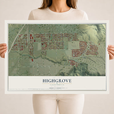 Map of Highgrove, California, 18 x 24 inch unframed archival matte print