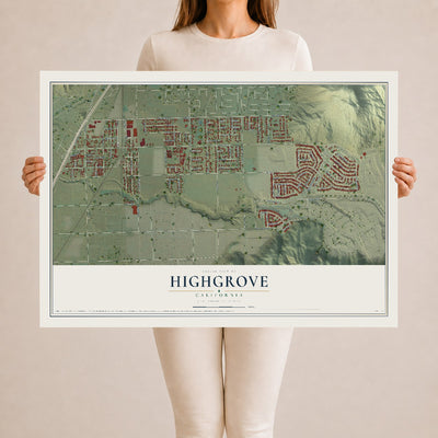 Map of Highgrove, California, 24 x 36 inch unframed archival matte print