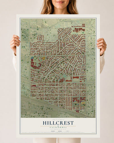 Map of Hillcrest, California, 24 x 36 inch unframed archival matte print