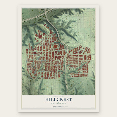 Hillcrest, San Diego, California map print, the full design