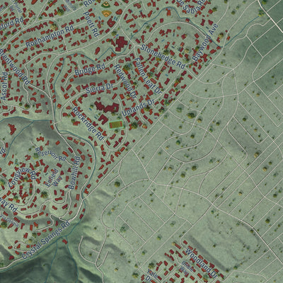 Second close-up of the map of Hillsborough, California print showing more streets and buildings